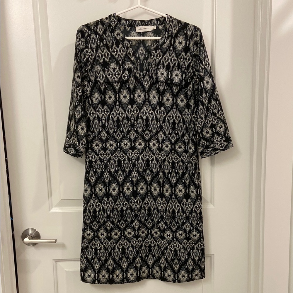 Paraphrase black and white Dress with pockets